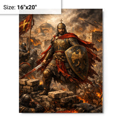Constantine XI at the final walls metal print on a plain backdrop in size 16"x20".