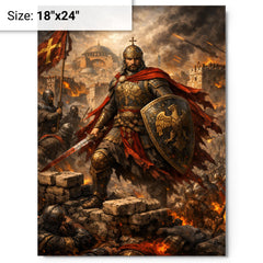 Constantine XI at the final walls metal print on a plain backdrop in size 18"x24".