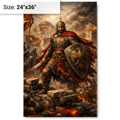 Constantine XI at the final walls metal print on a plain backdrop in size 24"x36".