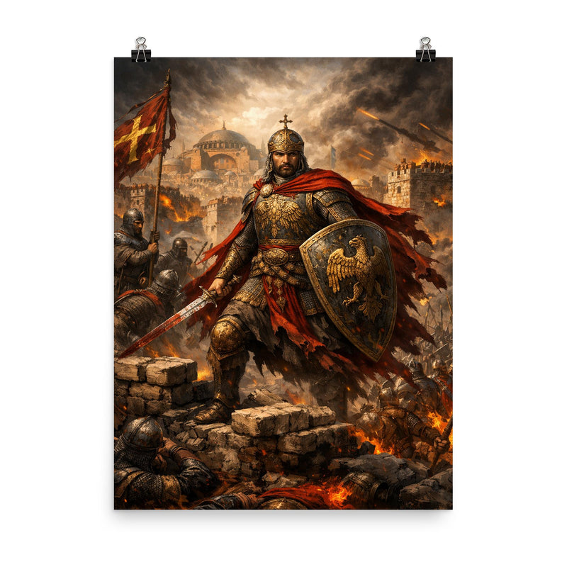 Constantine XI at the final walls poster on a plain backdrop in size 8