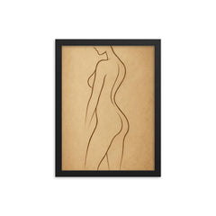 Contour of the female form framed print on a plain backdrop in size 12"x16".