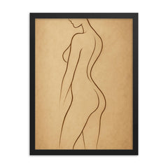 Contour of the female form framed print on a plain backdrop in size 18"x24".