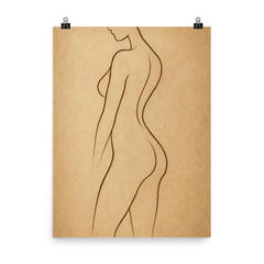 Contour of the female form poster on a plain backdrop in size 8"x10".