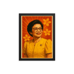 Corazon Aquino framed print on a plain backdrop in size 12"x16".