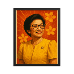 Corazon Aquino framed print on a plain backdrop in size 16"x20".