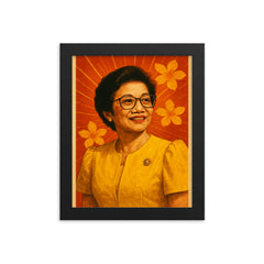 Corazon Aquino framed print on a plain backdrop in size 8"x10".