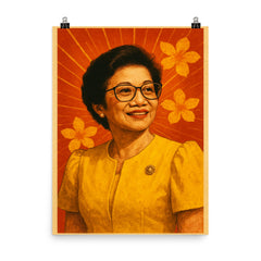 Corazon Aquino poster on a plain backdrop in size 8"x10".