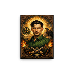 Corneliu Zelea Codreanu green shirt icon portrait canvas print on a plain backdrop in size 12"x16".