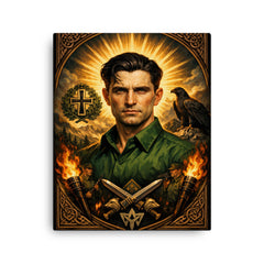 Corneliu Zelea Codreanu green shirt icon portrait canvas print on a plain backdrop in size 16"x20".