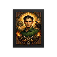 Corneliu Zelea Codreanu green shirt icon portrait framed print on a plain backdrop in size 8"x10".