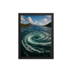 Corryvreckan Whirlpool Scotland framed print on a plain backdrop in size 12"x16".