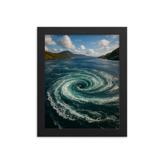 Corryvreckan Whirlpool Scotland framed print on a plain backdrop in size 8"x10".