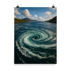Corryvreckan Whirlpool Scotland poster on a plain backdrop in size 8"x10".