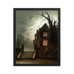 Country House by Moonlight by Wilfred Bosworth Jenkins framed print on a plain backdrop in size 16"x20".