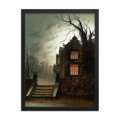 Country House by Moonlight by Wilfred Bosworth Jenkins framed print on a plain backdrop in size 18"x24".