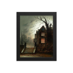 Country House by Moonlight by Wilfred Bosworth Jenkins framed print on a plain backdrop in size 8"x10".