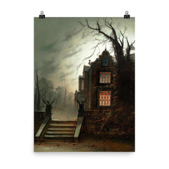 Country House by Moonlight by Wilfred Bosworth Jenkins poster on a plain backdrop in size 8"x10".