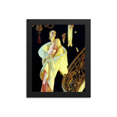Couple Descending a Staircase by J.C. Leyendecker, c. 1925 framed print on a plain backdrop in size 8"x10".