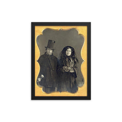Couple in Mourning, 1853 framed print on a plain backdrop in size 12"x16".