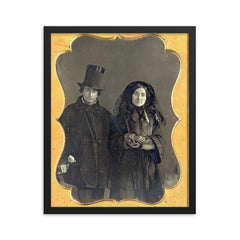 Couple in Mourning, 1853 framed print on a plain backdrop in size 16"x20".