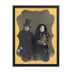 Couple in Mourning, 1853 framed print on a plain backdrop in size 18"x24".