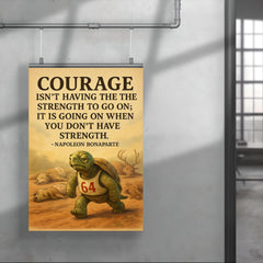 courage is going on without strength marathon turtle motivational quote poster 4