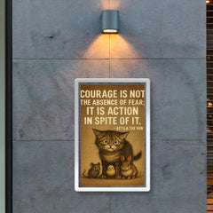 Courage is not absence of fear but action despite it Attila the Hun scared kitten stand.jpg poster 2