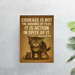 Courage is not absence of fear but action despite it Attila the Hun scared kitten stand.jpg poster 7