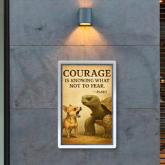 courage old turtle ignores barking chihuahua inspiring poster 2