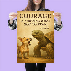 courage old turtle ignores barking chihuahua inspiring poster 3