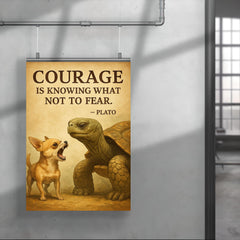 courage old turtle ignores barking chihuahua inspiring poster 4