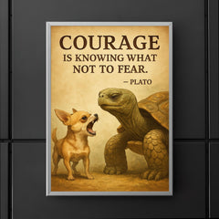 courage old turtle ignores barking chihuahua inspiring poster 5