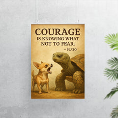 courage old turtle ignores barking chihuahua inspiring poster 7