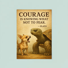 courage old turtle ignores barking chihuahua inspiring poster 8