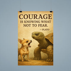 courage old turtle ignores barking chihuahua inspiring poster 9