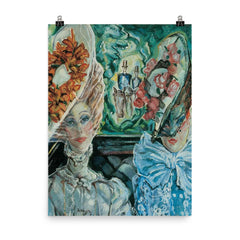 Courtesans in Paris by Gyula Batthyany, 1910 poster on a plain backdrop in size 8"x10".