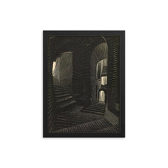 Covered Alley in Atrani by M. C. Escher, 1931 framed print on a plain backdrop in size 12"x16".