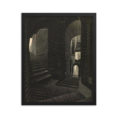 Covered Alley in Atrani by M. C. Escher, 1931 framed print on a plain backdrop in size 16"x20".