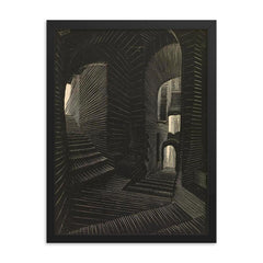 Covered Alley in Atrani by M. C. Escher, 1931 framed print on a plain backdrop in size 18"x24".