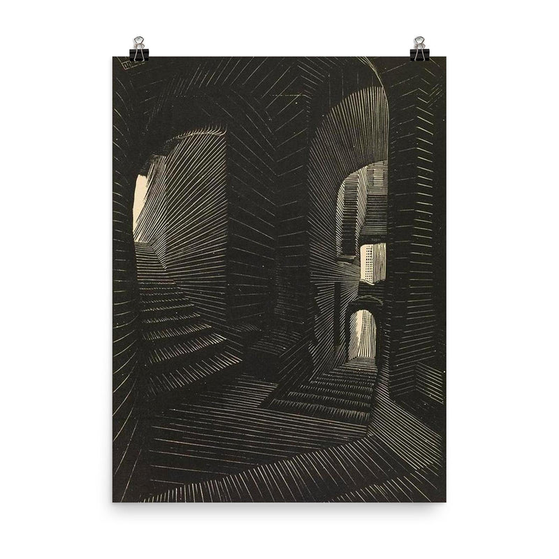 Covered Alley in Atrani by M. C. Escher, 1931 poster on a plain backdrop in size 8
