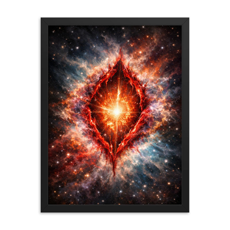 Crab Nebula like a sacred wound framed print on a plain backdrop in size 18