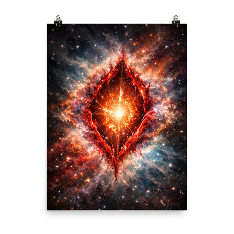 Crab Nebula like a sacred wound poster on a plain backdrop in size 8