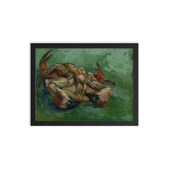 Crab on its Back by Vincent van Gogh, 1887 framed print on a plain backdrop in size 12"x16".