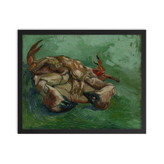 Crab on its Back by Vincent van Gogh, 1887 framed print on a plain backdrop in size 16"x20".