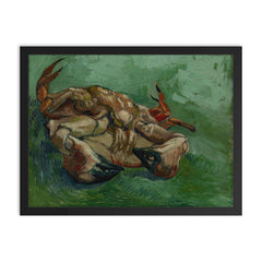 Crab on its Back by Vincent van Gogh, 1887 framed print on a plain backdrop in size 18"x24".
