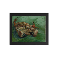 Crab on its Back by Vincent van Gogh, 1887 framed print on a plain backdrop in size 8"x10".
