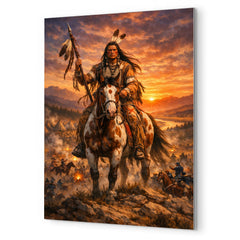 Crazy Horse at Little Bighorn dawn metal print mockup
