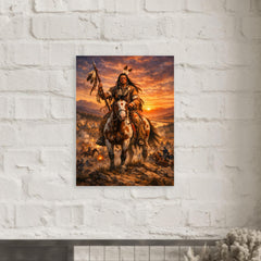 Crazy Horse at Little Bighorn dawn metal print mockup