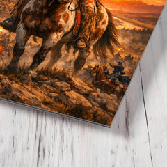 Crazy Horse at Little Bighorn dawn metal print mockup