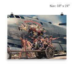 Crew of B-29 Superfortress "Waddy's Wagon" Posing with Nose Art, KIA in January 1945 poster 5